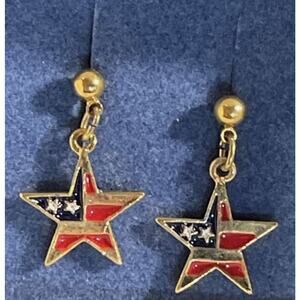 Vintage Avon 2002 Americana Star Clip On Earrings In Box